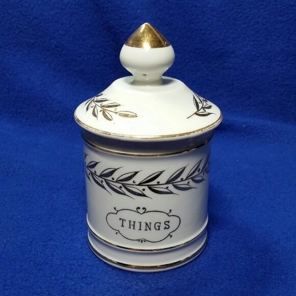 Vintage Lefton Apothecary Vanity Jar Decor Set MCM 1950's 3 Pc Set Lefton 2404 - Picture 4 of 10